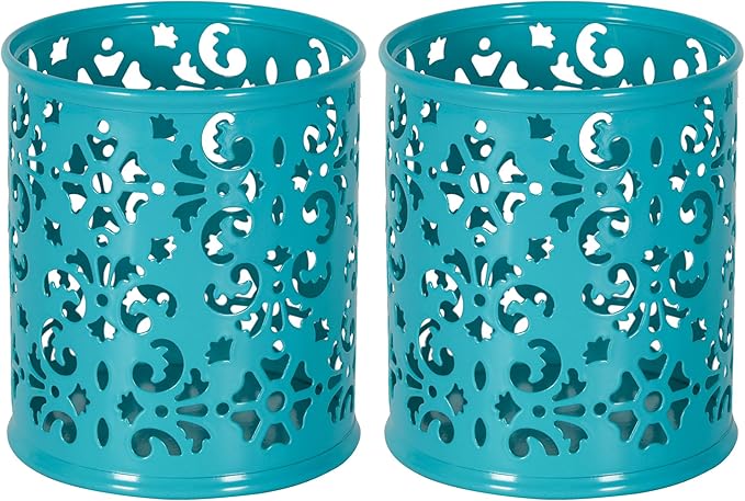 EasyPAG Dark Teal Pen Holder for Desk 2 Pack Metal Pen Holder Organizer Pencil Cup Holder for Home, Office, Classroom, School