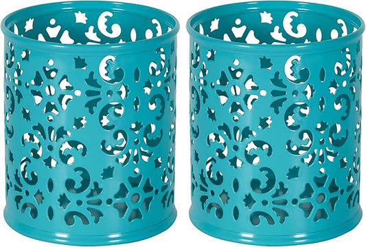 EasyPAG Dark Teal Pen Holder for Desk 2 Pack Metal Pen Holder Organizer Pencil Cup Holder for Home, Office, Classroom, School
