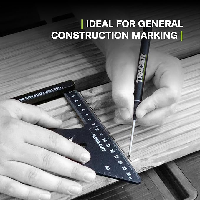 Tracer 40-50mm Long Nib Marker with Holster 2 Pack - Woodworking Tools - Deep Hole Work Pen For Wood, Plastic - Tile and Metal - Extended Nose Marking Pens Deep Nose Marker Carpenter Tools - ALNP2