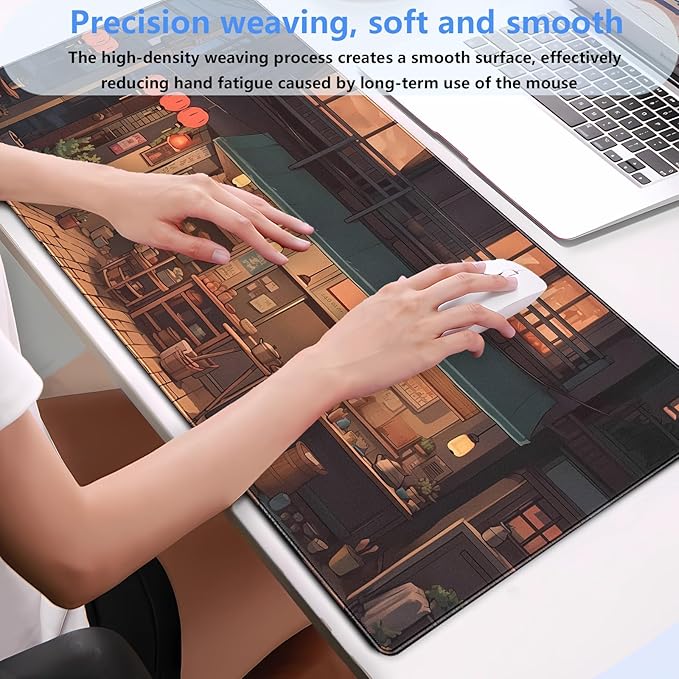 Anime Aesthetics Mouse Pad Desk Mat Japanese Desk Pad XL Large Gaming Mouse pad with Stitched Edges, Non-Slip Computer Mat Pad for Desk, Keyboard and Mouse mat 31.5 x 15.7 in