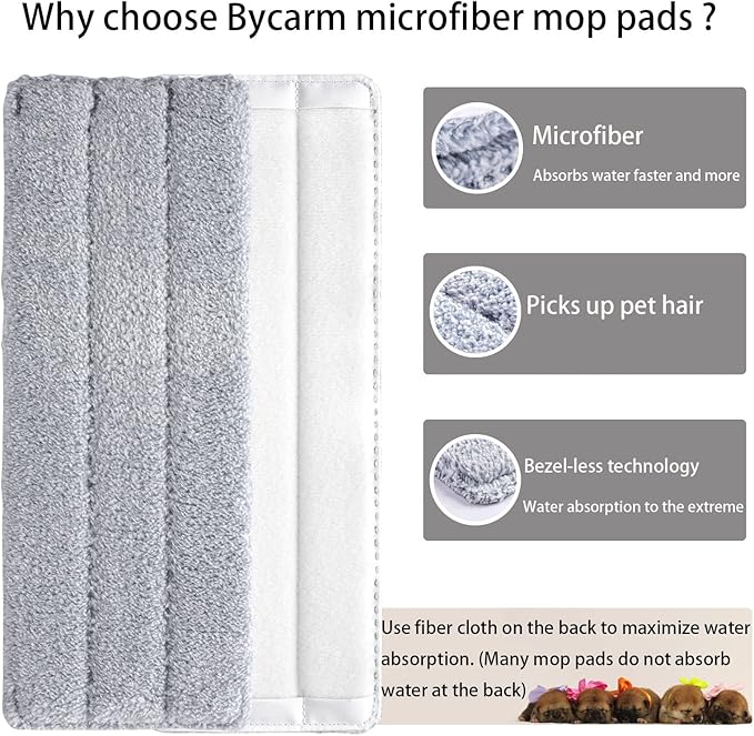 Microfiber Mop Replacement Pads Compatible with Joymoop or Squeeze Mop Bucket Set, Joymoop Mop Replacement Pads, 13" x 4.9" Washable Mop Pads/Head/Refill for Floor Cleaning (3 Pack)