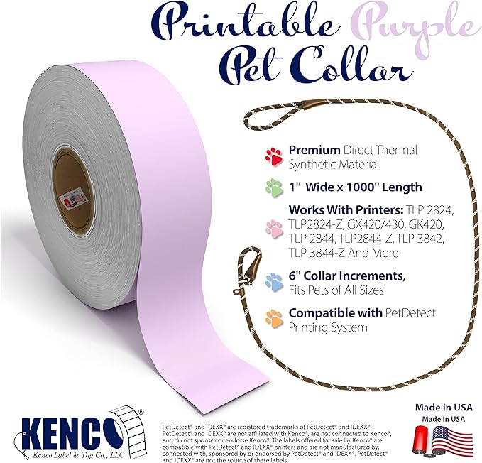 Printable Pet Collars Compatible with Various Printers and Software (Lavender)