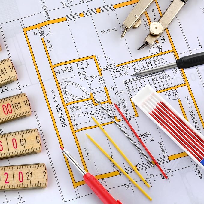 120 Pieces 2.8 mm Carpenter Pencils Lead Refills HB Refill for Construction Pencils Refills Mechanical for Writing Drawing Drafting Woodworking Construction(Black, Red, Yellow)