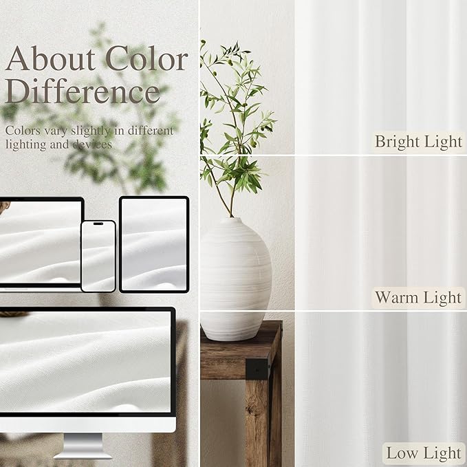 Nanspring Off White Linen Blackout Curtains 84 Inches Long Back Tab Bedroom Blackout Curtains 2 Panel Sets Modern Farmhouse Full Light Blocking Thermal Insulated Curtain 84 Inch Length 52x84