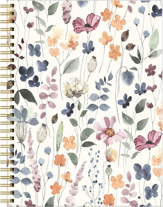 Spiral Journal Notebook for Women,A5 College Ruled Notebooks 6"x 8.4", 120 Pages Lined Journal with Premium Thick Paper,Perfect for School Office Home Gifts(Watercolor rustic floral)