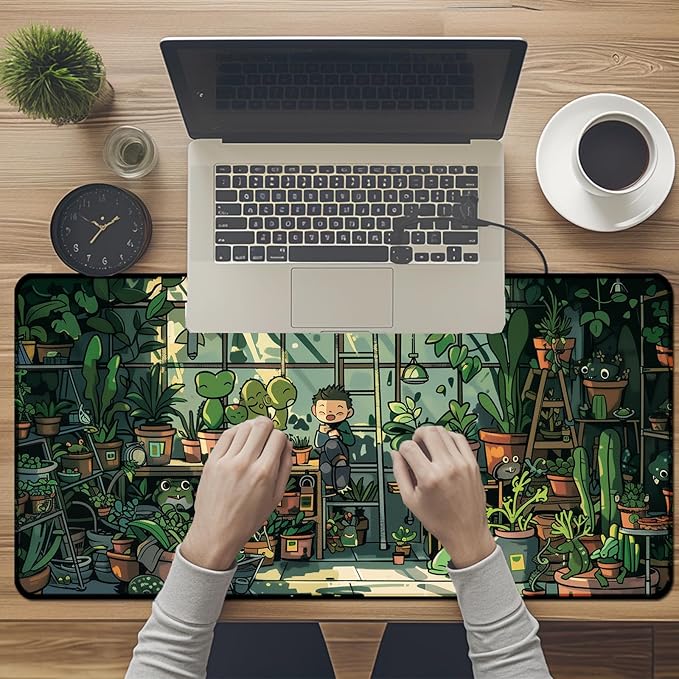 Frog Cute Mousepad 31.5 x 15.7 inch, Large Green Desktop Mat, Waterproof Desk Mat Gaming Mouse Pad, Laptop Pad, Computer Writing Mat for Home Office Desk Decor