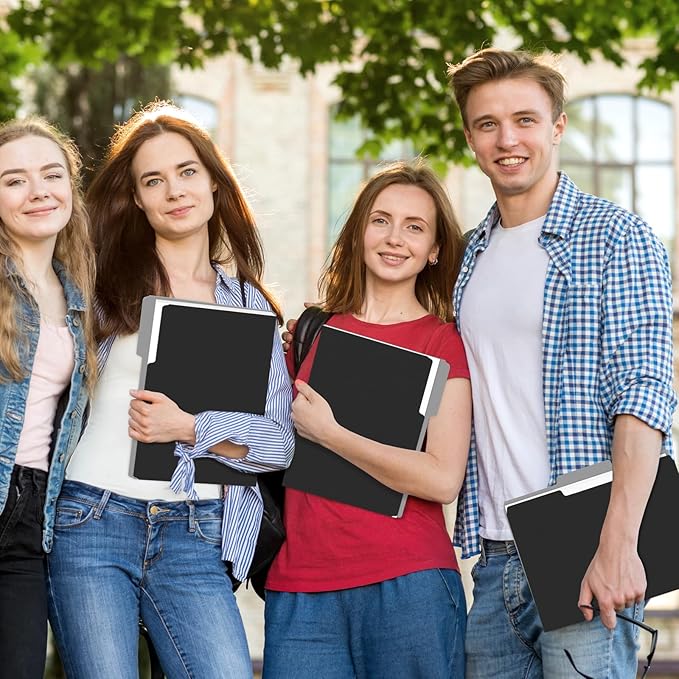 SUNEE File Folders, 100 Pack Manilla Folders 8.5 x 11, Colored Folder Office Organization Home School Folders for Documents Files Paper, Black