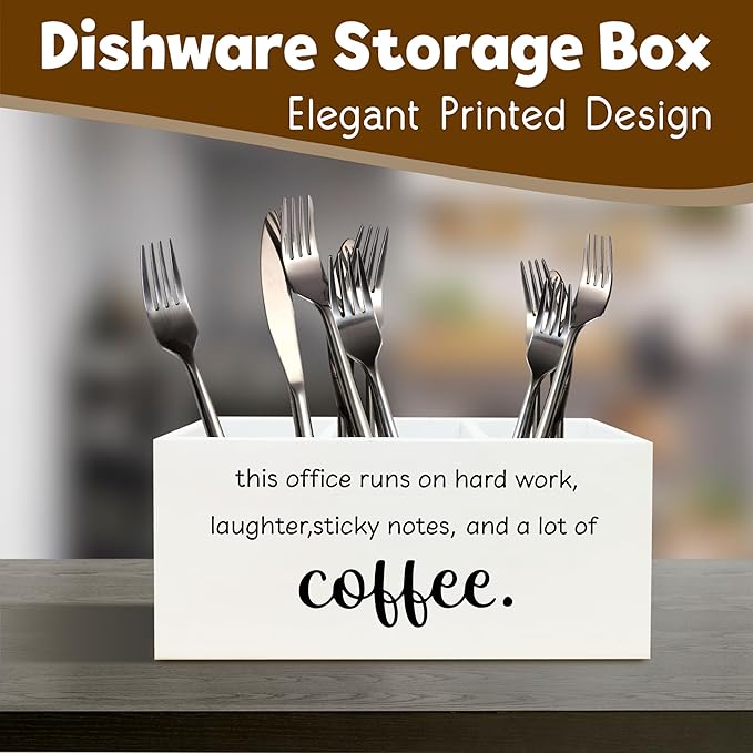 Funny Office Gifts Pen Holder for Desk, Work Humor Gifts for Coworkers Coffee Lovers, This Office Runs on Hard Work Wooden Pen Pencil Holder Organizer for Desk Accessories