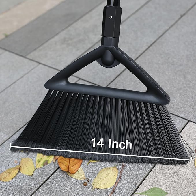 SZJYHQY 3PCS Heavy Duty Angle Broom, Long Pole Brooms for Indoor, Outdoor Sweeping, Kitchen to Courtyard, Black