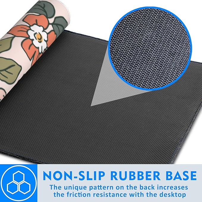 Art Colorful Florals Extended Large Mouse Pad,Large Gaming Mouse Pad,Extended Big Desk Mat Keyboard Pad,Waterproof Non-Slip Desk Mat for Home Office and Gaming 35.4x15.7 Inch