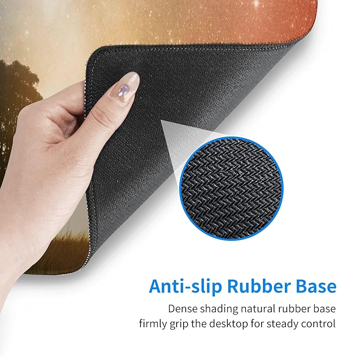 Starry Sky and Tree Large Mouse Pad, Vintage Aesthetic Gaming Desk Mat, XL Keyboard Desk Pad Mat for Desktop, 31.5"x11.8" Non-Slip Base Big Mousepad with Stitched Edges