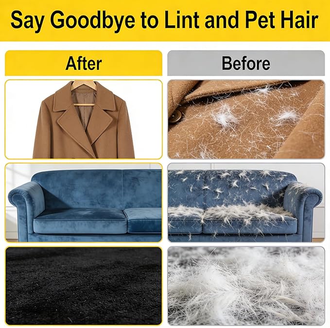 Pet Hair Removal Glove for Cats & Dogs, Electrostatic Grooming Glove for Pet Shedding Hair, Reusable Fur Remover for Furniture Sofa Carpet Car, Lint Cleaning Tool (2 Pcs)