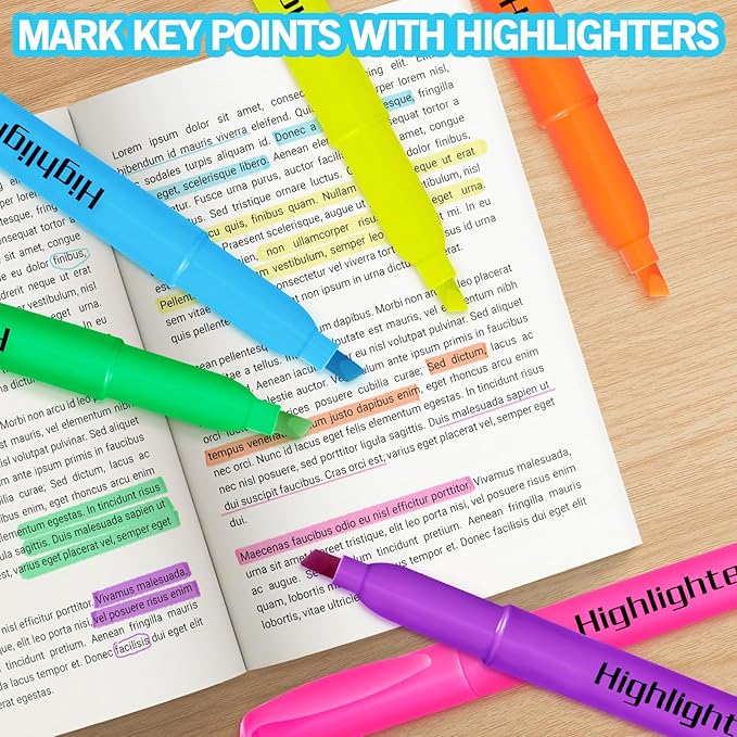 Duchong 150 Count Highlighters Bulk, Highlighters Assorted Colors, Chisel Tip Dry-Quickly Highlighter Markers, Office Classroom Must Have, Back to School Supplies for Adult Kids Teachers