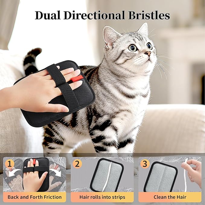 Tikaiui Pet Hair Remover,Static Electricity Grooming Mitt Tool,Machine-Washable for Dog Cat Hair Effortless Lint & Fur Remover for Couch,Carpet,Furniture & Car Seat（1PCS ）
