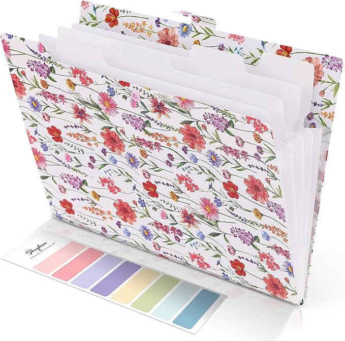 SKYDUE Expanding File Folder with 5 Pockets, Accordion File Organizer,Portable Receipt Paper Documents Organizer,Letter Size Filing Folder School Office Supplies,White