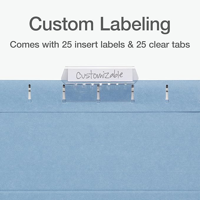 Pendaflex Hanging File Folders, Letter Size, Assorted Colors for Home, Office Filing Cabinet, 1/5-Cut Adjustable Tabs, 25 Per Box (81698)