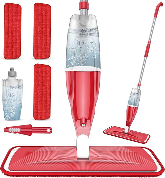 Spray Wet Mops for Hardwood Floor Cleaning: EXEGO Microfiber Dry Dust Spray Mop with 3 Washable Pads fit for Swiffer PowerMop - Wet Jet Mop Flat Floor Mops with Sprayer for Wood Laminate Ceramic Tiles