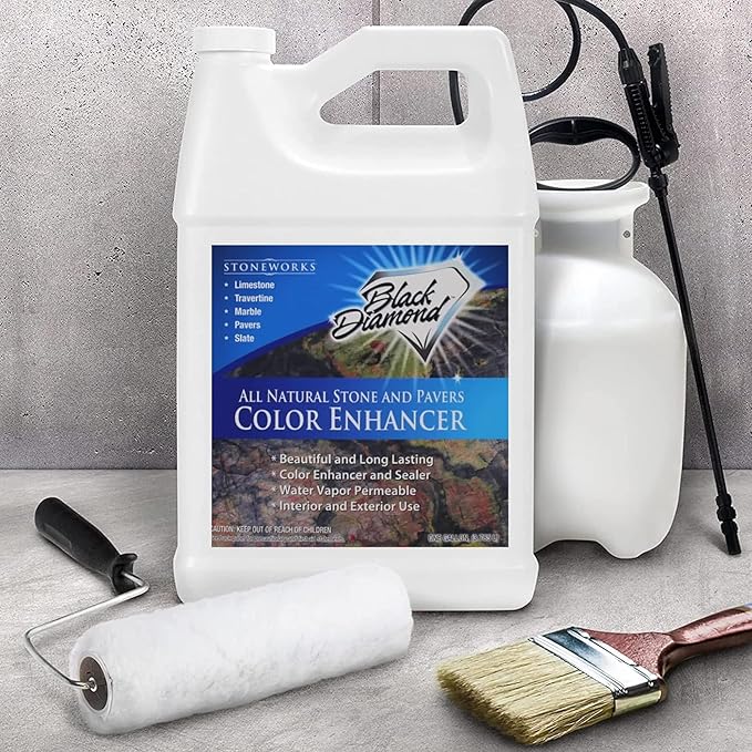 Color Enhancer Sealer for All-Natural Stone and Pavers. Marble, Travertine, Limestone, Granite, Slate, Concrete, Grout, Brick, Block. (1-Quart)