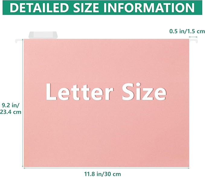 Hanging File Folders Letter Size,Pastel Colors,6 Pack Hanging File Folders with 1/5-Cut Tabs,Heavy Duty 1 Inch Expansion,Stay Organized for Your Home and Office Bulk File,Documents and Paper