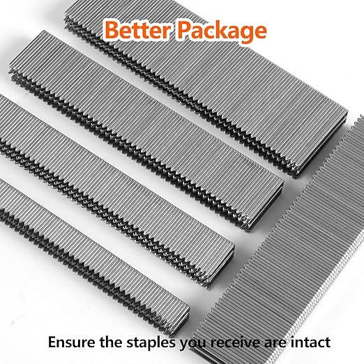 1000-Count 1/2 Inch Length, 18 Gauge 1/4 Inch Narrow Crown Staples, Heavy Duty Beveled Chiseled Pointed Galvanized Staples, for Pneumatic, Electric 18GA Stapler Gun