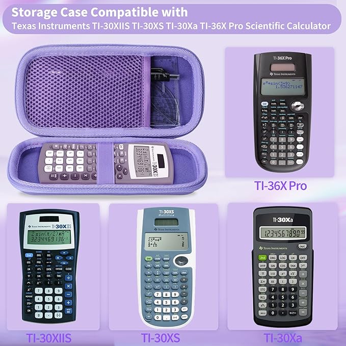 Case Compatible with Texas Instruments TI-30XIIS TI-30XS TI-30Xa TI-36X Pro Scientific Calculator (Case Only) - Lavender