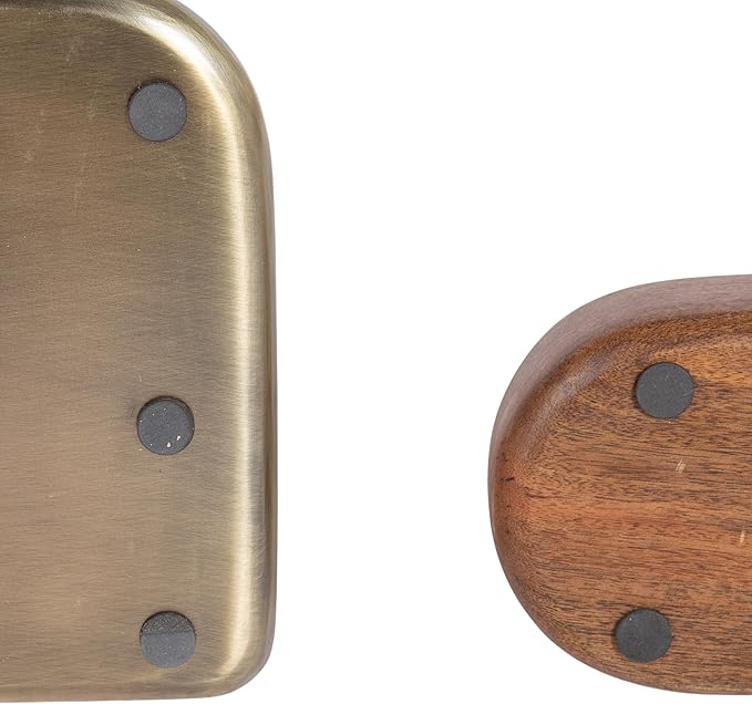 Kate and Laurel Koni Modern Three-Piece Home Office Organization Set, 13 x 8 x 9, Walnut Brown and Antique Brass, Wood and Metal Organizational Set for Office with File Folder Holder