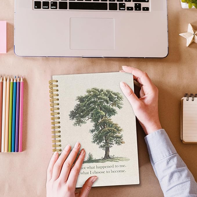 Mental Health Spiral Notebook, Therapy Journaling Notebooks for Note Taking, Vintage Tree Nature Hardcover Journals for Women 160 Pages 5.5x8.3 Inch, Inspirational Gifts for Women