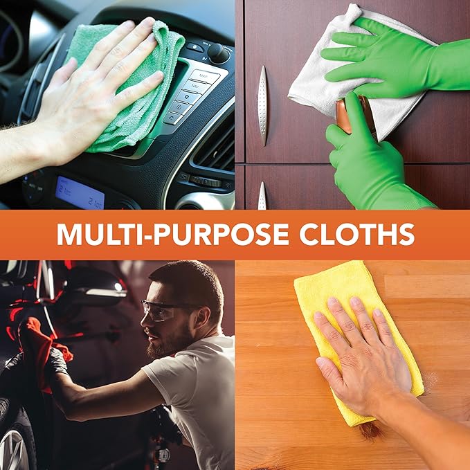 Arkwright Microfiber Cleaning Cloths - (Pack of 12) Lint & Streak-Free Drying Wash Towels, 320 GSM Super Absorbent & Quick Dry, Perfect Cleaner for Car, Glass, and Window, 12 x 12 in, White