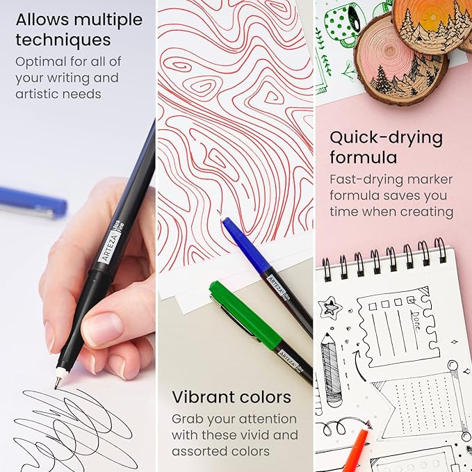 ARTEZA Permanent Markers, 24 Pens, 4 Classic Colors