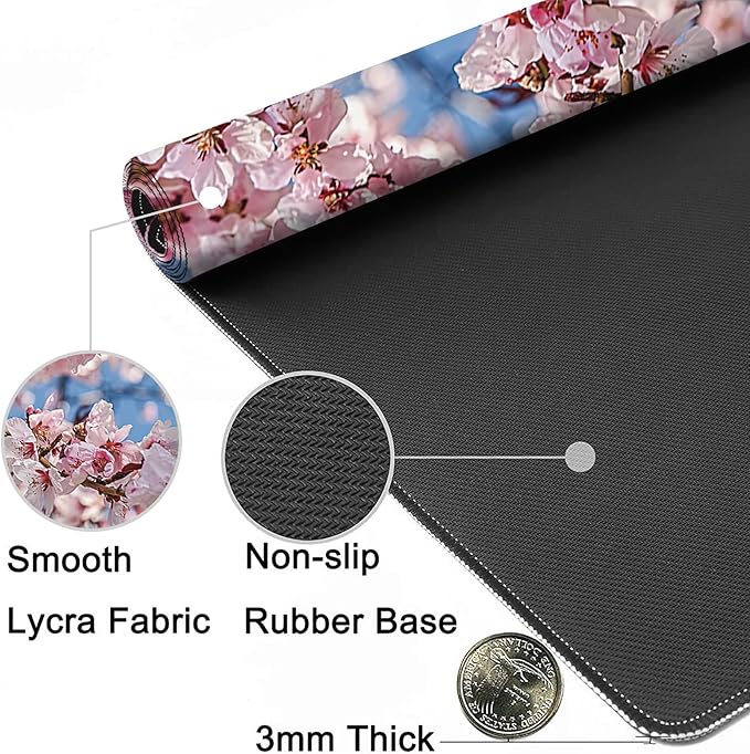 MIOAOSRT Desk Mat,Beautiful Blooming Flower Large Gaming Mouse Pad with Stitched Edges,Non-Slip Computer Mouse Pad for Desk,Extended XXL Keyboard and Mouse Pad 35.4x15.75 in