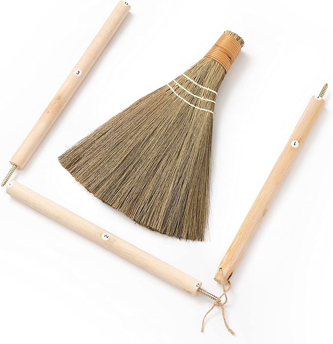 TTS For Home Handmade Whisk Sweeping Broom - Vietnamese Soft Straw Broom for Cleaning - Decorative 9.45" Width, 52.37" Length