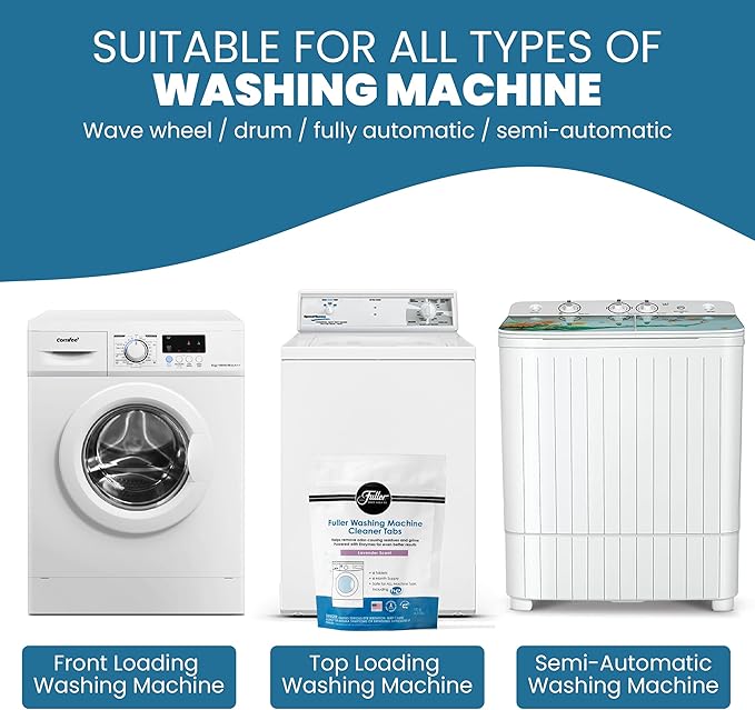 Fuller Washing Machine Cleaner Tablets – Washer Cleaner for Front Load, Top Load - Removes Odor, Dirt, Grime, Lavender Scent, Septic Safe (Pack of 4)