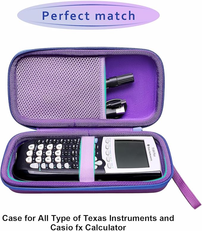 Calculator Case Compatible with Texas Instruments TI-84 Plus CE/TI-84 Plus/TI-Nspire CX II CAS/TI-Nspire CX II/TI-83 Plus/TI-89 Titanium/TI-85 / TI-93 Color Graphing Calculator by XANAD (Purple)