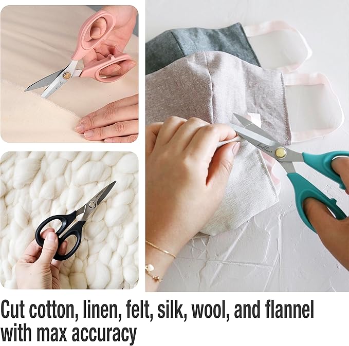 Beaditive Sewing Scissors - 6-Inch Stainless Steel Fabric Scissors - Professional Scissors With Serrated Blade for Cloth Cutting & Quilting - Comfortable Craft Tailor & Dressmaker Shears – Light Coral