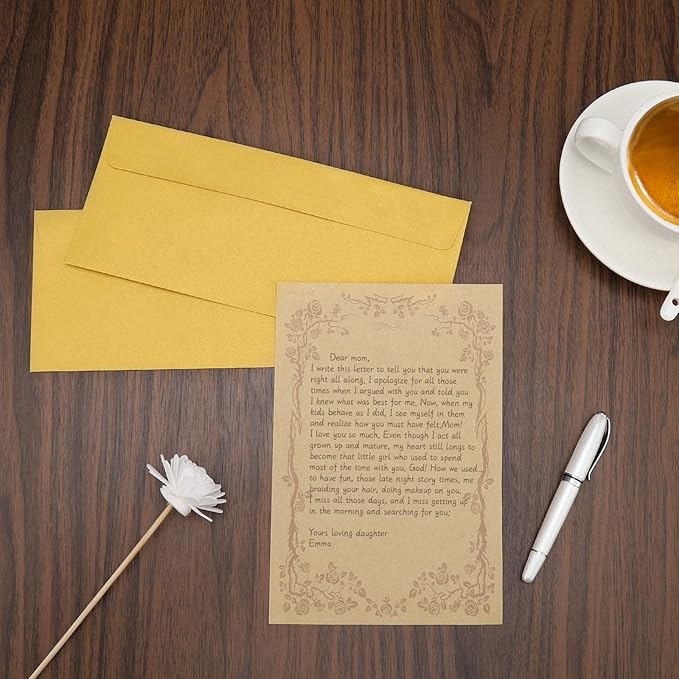 100 Pack Metallic Gold Envelopes #10 Business Envelopes 4-1/8 x 9-1/2 Self adhesive Mailing Envelopes for Office, Business Letterhead, Invoices, Personal Mailing, Letters, Unique Invitations