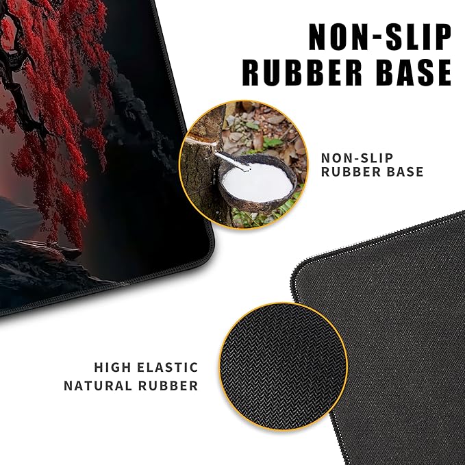 Japanese Desk Mat Riverside Full Moon Large Mouse Pad Gaming Mousepad Extended XL Keyboard Mat Computer Laptop Mouse Desktop Mat 31.5 X 11.8 Desk Decor