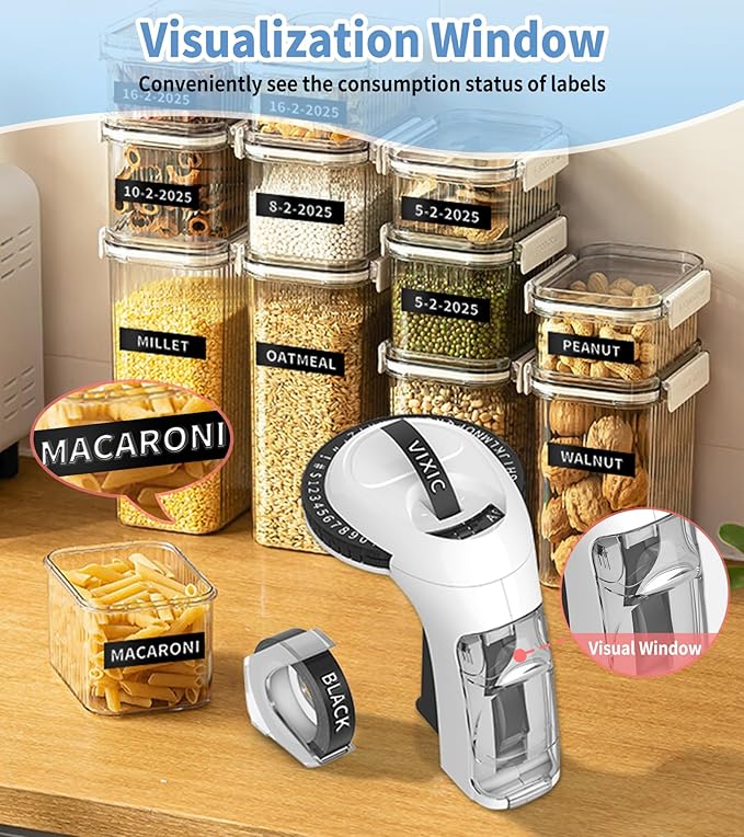 Vixic Embossing Label Maker Machine with Tapes, Vintage Retro Manual Punch Old School Embossed Labeler with 10 Rolls 3D (3/8") Embosser Tapes for Home Kids DIY Crafting & Scrapbooking, Black