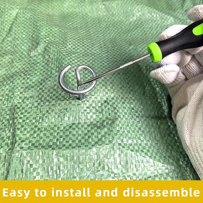 8 Inch Circle Top Landscape Staples, 100Pcs 8 Gauge Galvanized Steel Heavy Duty Gardn Stakes for Outdoor Gardening Weed Barrier Sod Fabric