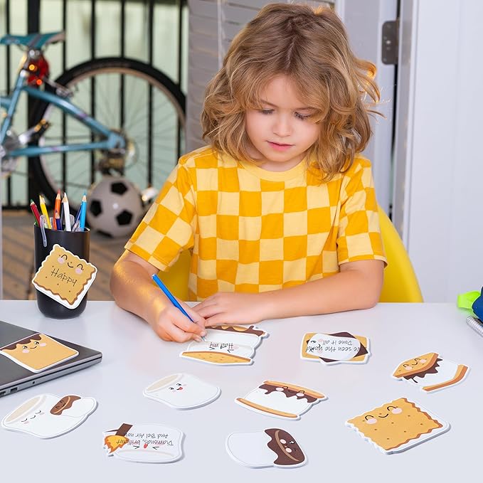 CJiangpo 60Pcs Marshmallow Sticky Notes Cute Cartoon Sticky Note Pads, 1200 Sheets Self Stick Notepad Memo Pads Funny Page Marker Classroom Rewards Camping Themed Gift