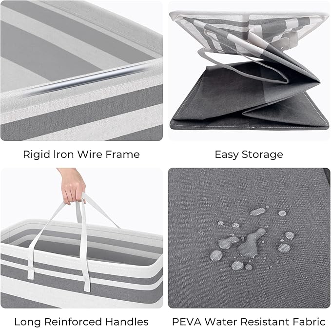 HomeHacks 1-Pack Large Laundry Basket,Waterproof, Freestanding Laundry Hamper, Collapsible Tall Clothes Hamper with Extended Handles for Clothes Toys in The Dorm and Family-(Gradient Grey, 100L)