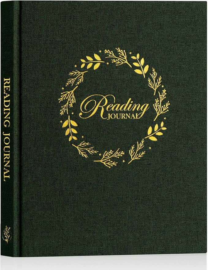 Lanpn Reading Journal Book Journal for Book Lovers Readers, 52 Book Reviews Linen Hardcover Book Tracker Journal, 158 Pages Reading Log Book Reading Notebook Bookish Gifts, 9.3" x 7.7" (Green)