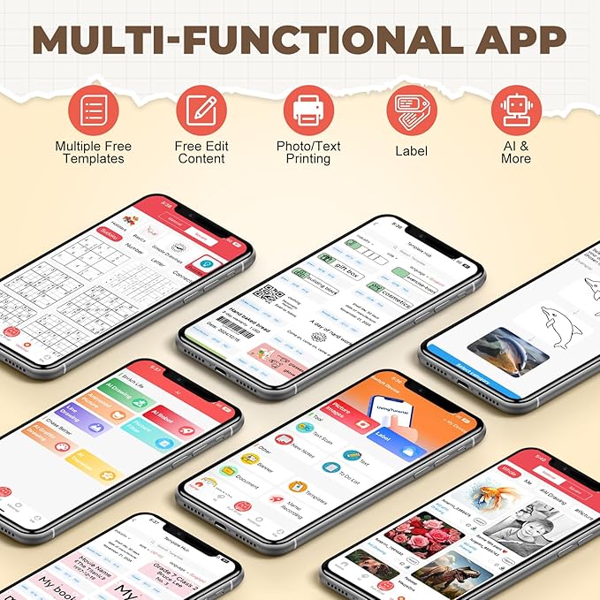 cudinham B3 Label Maker, Bluetooth Thermal Label Printer with Printing Paper, Portable Mini Sticker Printer Supports 12-57mm Papers for Notes, Home, Office, Photos, Compatible with iOS & Android
