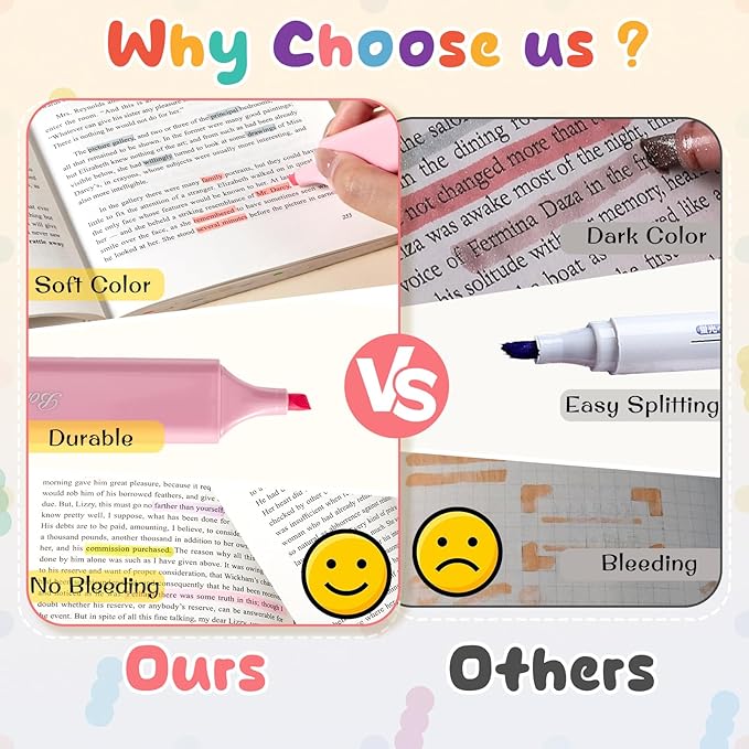 Pastel Highlighters,Chisel Tip Marker Pen,6 Assorted Macaron Colors Highlighter Pens,Mini Markers,Water Based, Quick Dry,Back to School Supplies