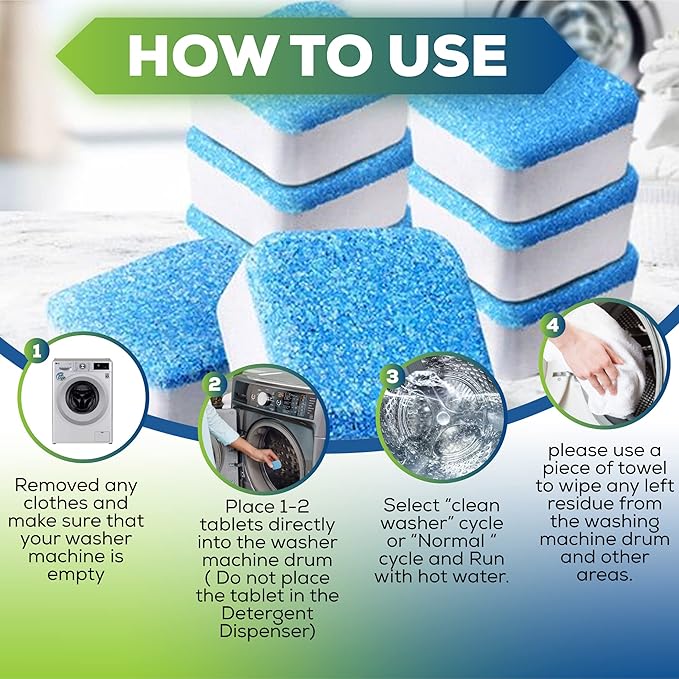 True Fresh Washing Machine Cleaner Tablets 15 pack & Multi-Surface Cleaner Tablets 24 pack – Ultimate Combo for All Types of Washers & Home Surfaces