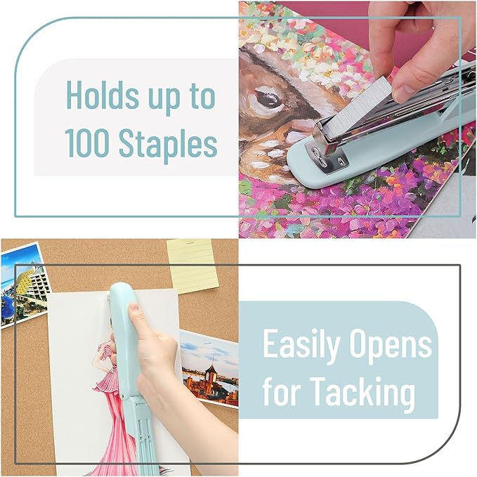 Mr. Pen- Staplers for Desk, 2 Pack with 200 Staples, 20 Sheet Capacity, Green, Office Stapler, Desk Stapler, Stapler with Staples, Stapler Set