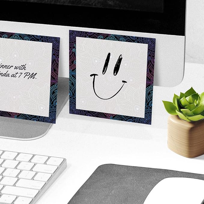 Sticky Notes, 2 Pads, 3x3 inches, Cute Colorful Fun Self-Stick Note Pads, Easy Post, Strong Adhesive Notepad Ethnic Mandala