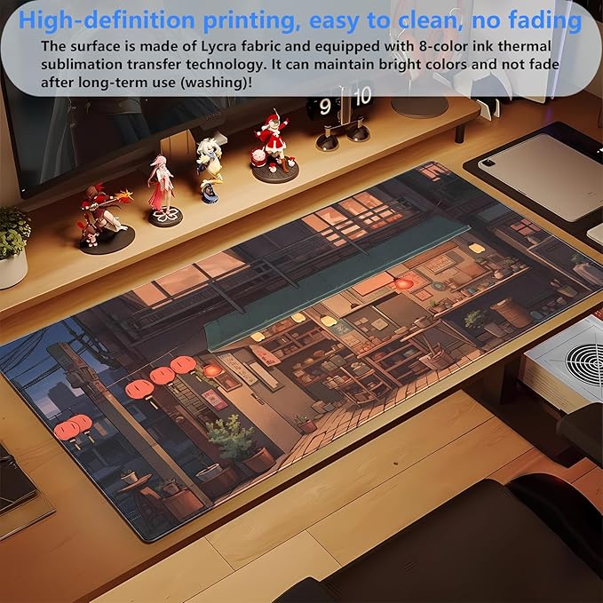 Anime Aesthetics Mouse Pad Desk Mat Japanese Desk Pad XL Large Gaming Mouse pad with Stitched Edges, Non-Slip Computer Mat Pad for Desk, Keyboard and Mouse mat 31.5 x 15.7 in