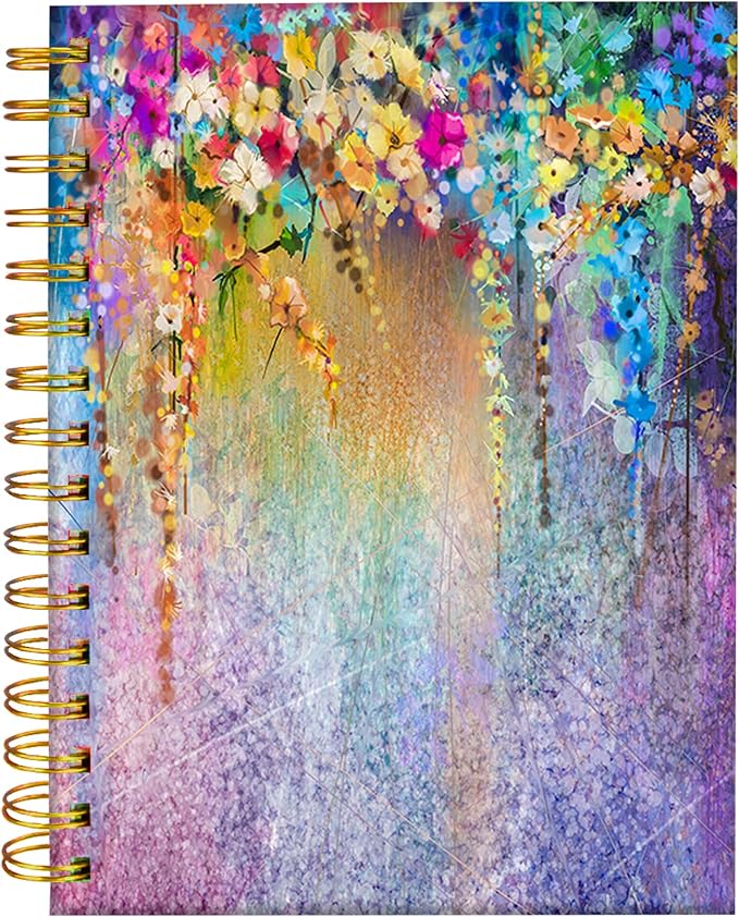 iampanda Spiral Journal Notebook,Strong Twin-Wire Binding with Premium Paper for Girl Women,60 Sheets A5 College Ruled Notebook/Journal,Perfect for School Office Home Gifts,Watercolor Ivy Flower