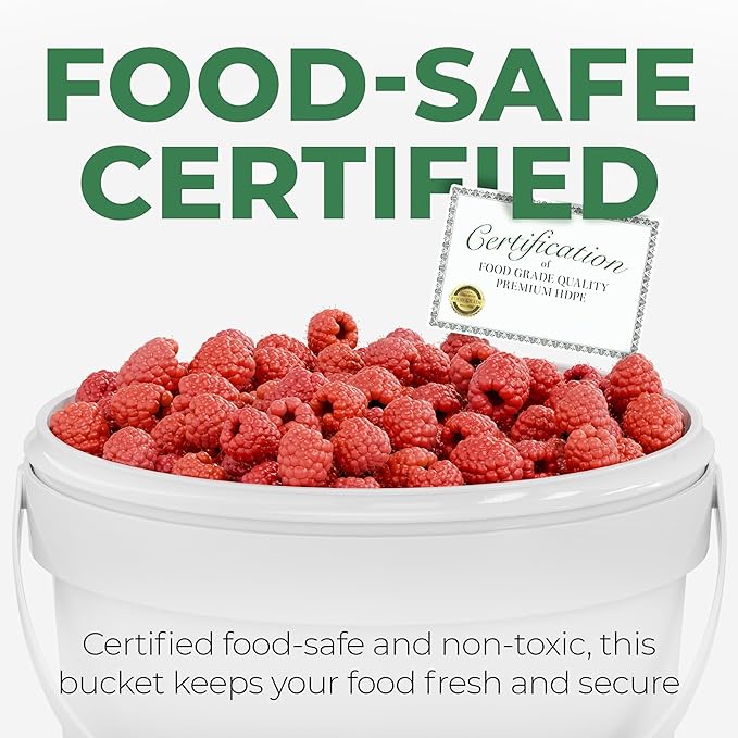 EconoHome 1 Gallon Food Grade Round Plastic Bucket - Food Storage Deli Containers with Lids Ideal for Ice Cream, Soup, and Prep Containers - BPA-Free - 5 Pack