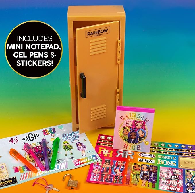 Rainbow High Secret Locker Stationery Set, Including Notepad, Gel Pens Stickers – Ages 6+